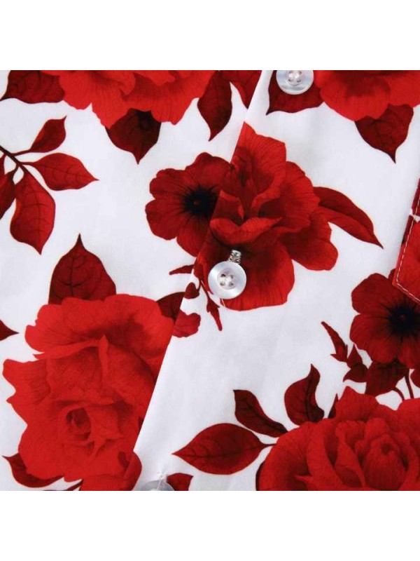 Hawaiian Shirt Casual Fashion Allover Print Shirt Floral Printed Button Shirt