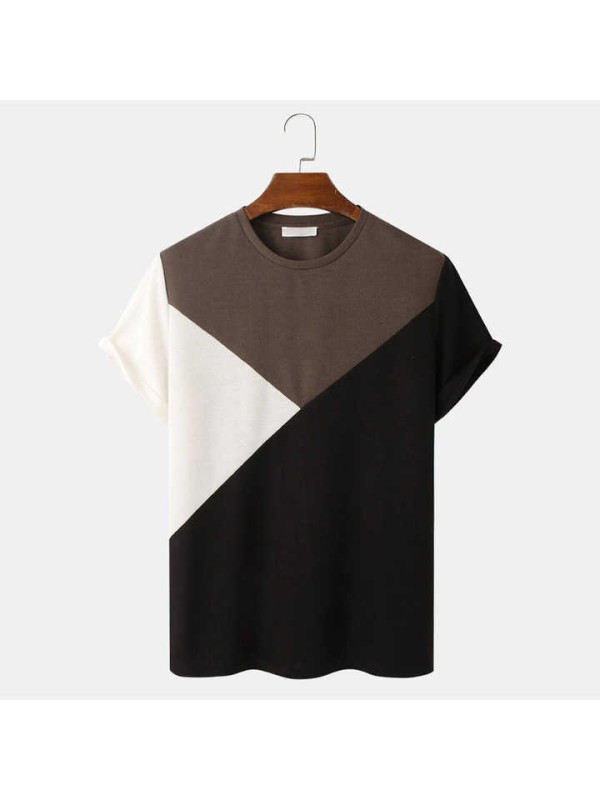 Comfortable Cotton Men's Tee with Eye-Catching Contrast Trim, Perfect for Casual and Trendy Outfits