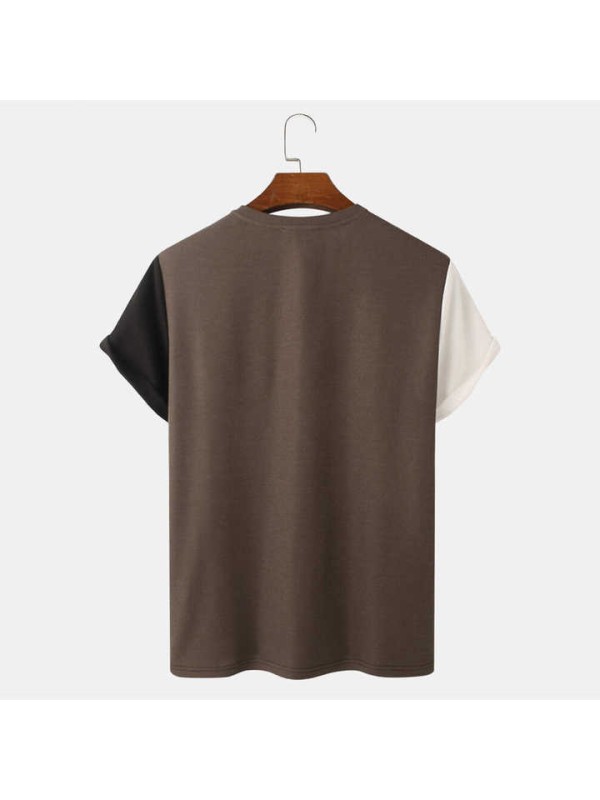 Comfortable Cotton Men's Tee with Eye-Catching Contrast Trim, Perfect for Casual and Trendy Outfits