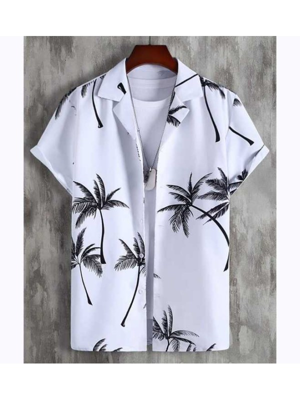 New Summer Casual Men's Shirt Short Sleeve Lapel Striped Printed Men's Shirt