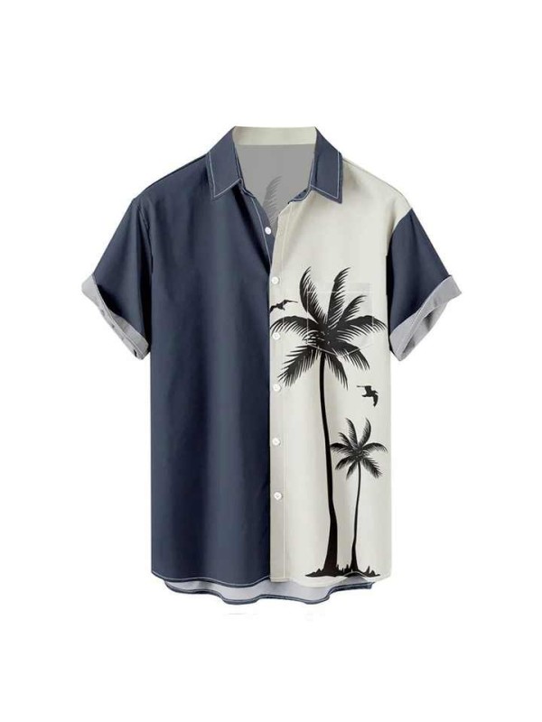 Coconut Tree Loose Oversized Men's Hawaiian 3d Abstract Printed  High-Quality