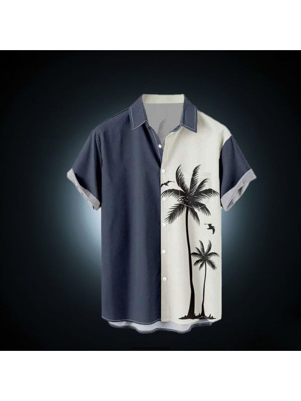 Coconut Tree Loose Oversized Men's Hawaiian 3d Abstract Printed  High-Quality