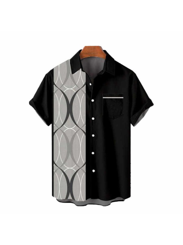 Collar Embroidered Plus Men's Short Sleeves Bowling Wine Red Resort Man Shirts