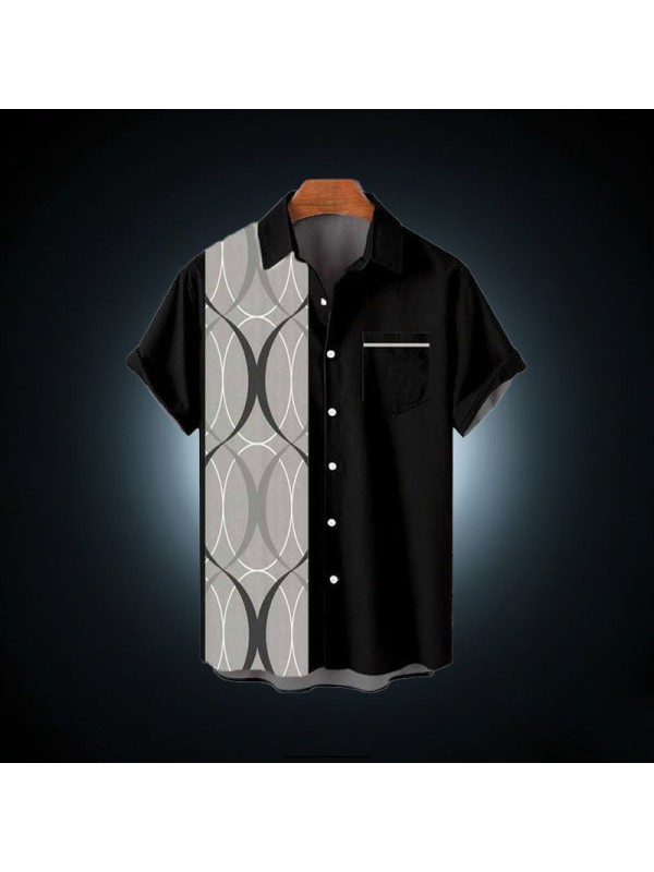 Collar Embroidered Plus Men's Short Sleeves Bowling Wine Red Resort Man Shirts