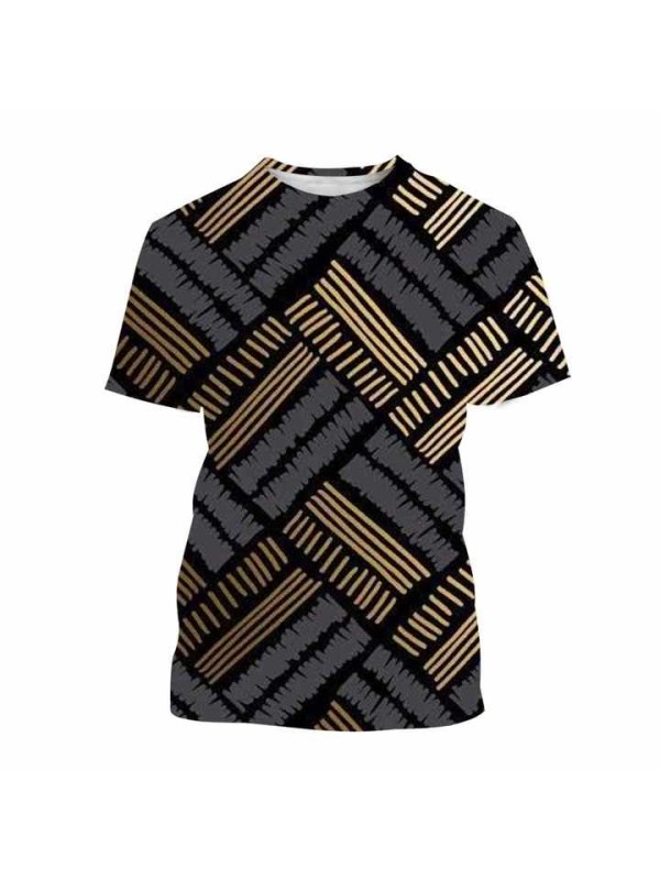 Fashion Round Neck Short-sleeved Oversized Clothing Rhombus 3D Digital Printed T-shirt Tops