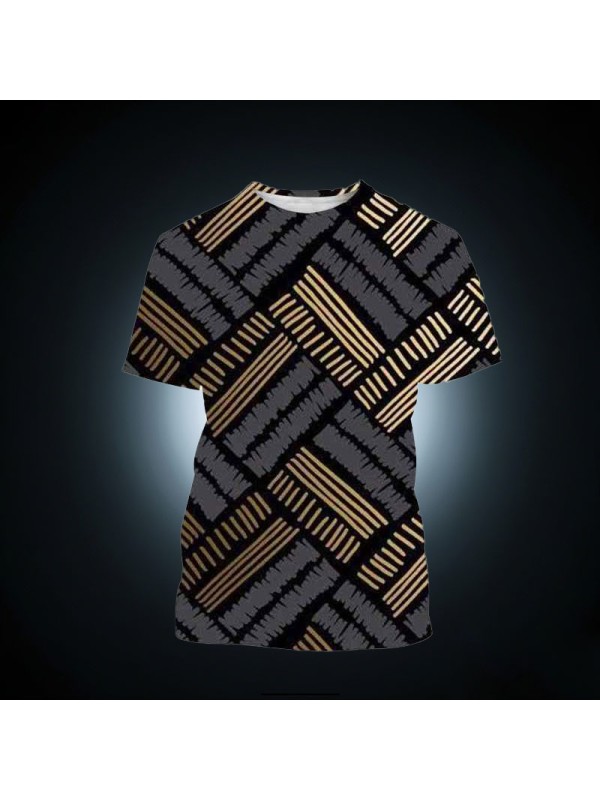 Fashion Round Neck Short-sleeved Oversized Clothing Rhombus 3D Digital Printed T-shirt Tops