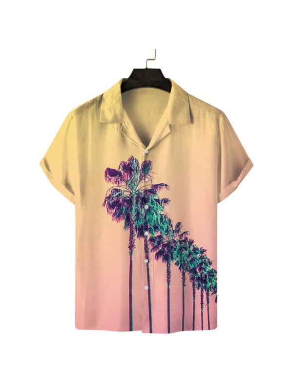 Summer Tropical Beach Shirts Button Down Short