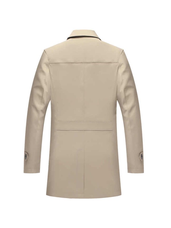 Spring and Autumn Flip Collar Mid Length Windbreaker Thin