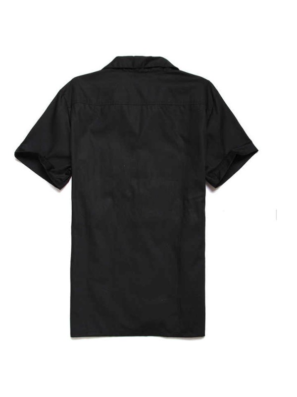 Men's Resort Short-Sleeved Shirts Lapel Loose Leopard Print Stitching