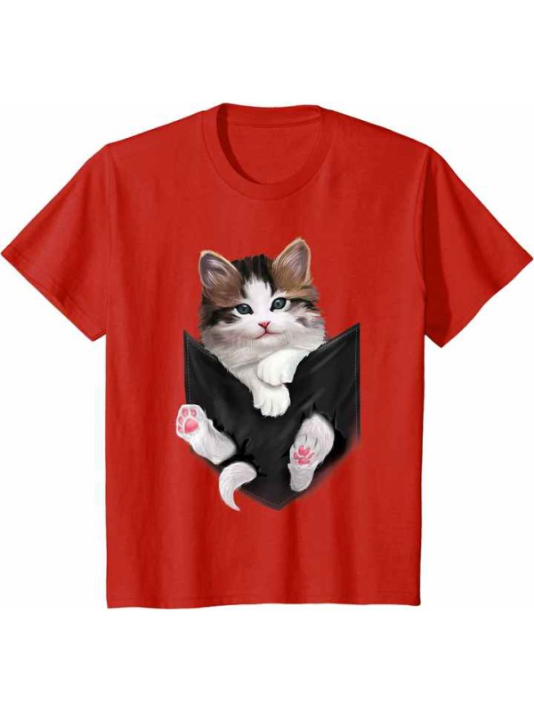 White Kitty in Pocket T-shirt Cats Tee Shirt Gifts T Shirt