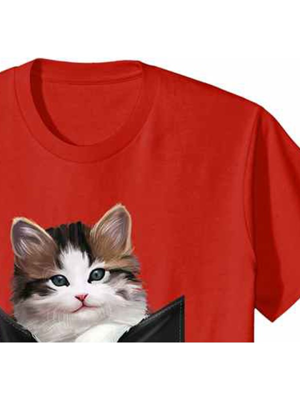 White Kitty in Pocket T-shirt Cats Tee Shirt Gifts T Shirt