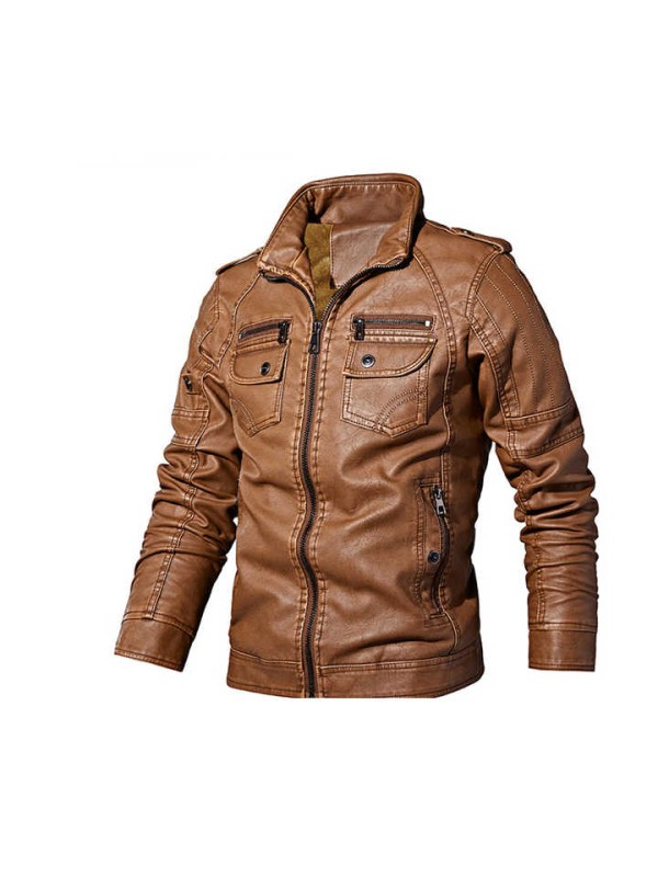 Manufacturer Custom High Quality Fashion Casual Winter  Fleece Lining  Motorcycle Leather Jacket