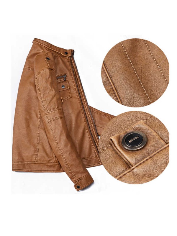 Manufacturer Custom High Quality Fashion Casual Winter  Fleece Lining  Motorcycle Leather Jacket
