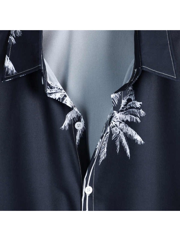 Summer Short-sleeved Stretch Print Casual Men's Shirt
