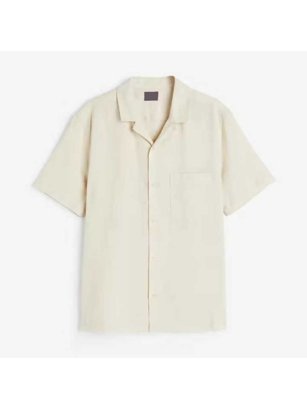 High Quality Plain Pure Linen Shirts for Men Turn Down Neck Short Sleeve Linen or Cotton Shirts