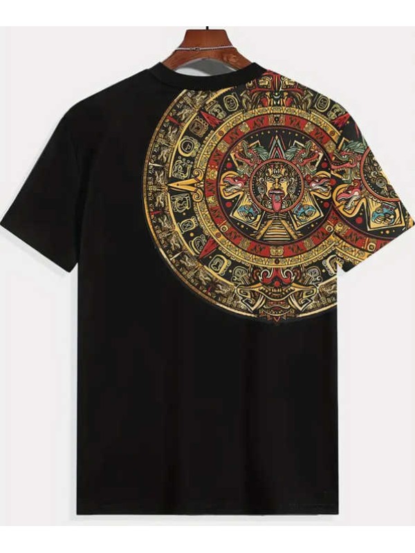 Men's Novelty Ethnic Print T-Shirt - Casual Short Sleeve
