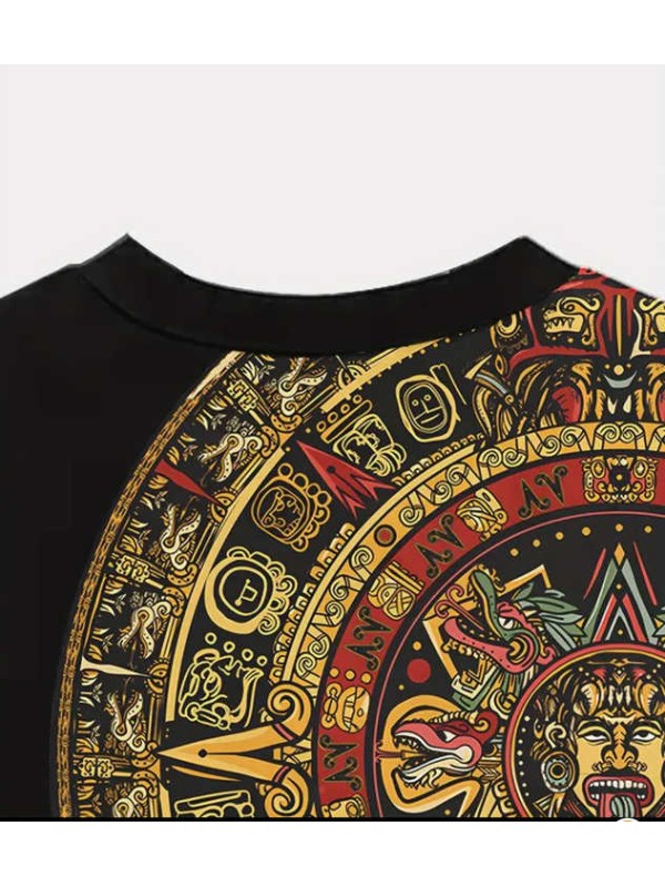 Men's Novelty Ethnic Print T-Shirt - Casual Short Sleeve