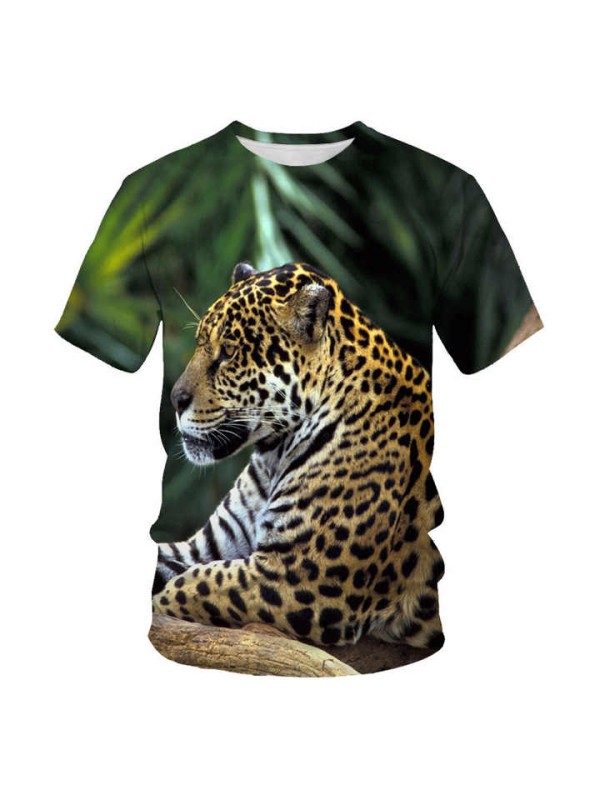 Men Plus Size Cozy Breathable  tiger lion 3d Print  t Shirts Unisex Leopard Print 3D t Shirt