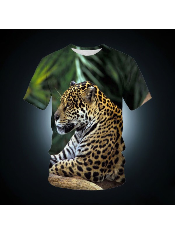 Men Plus Size Cozy Breathable  tiger lion 3d Print  t Shirts Unisex Leopard Print 3D t Shirt