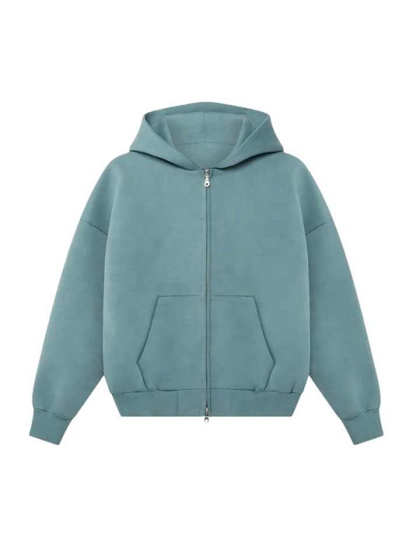 Hoodie Heavyweight Oversized Fleece Double Layer Drop Shoulder Full Zip up Hoodie