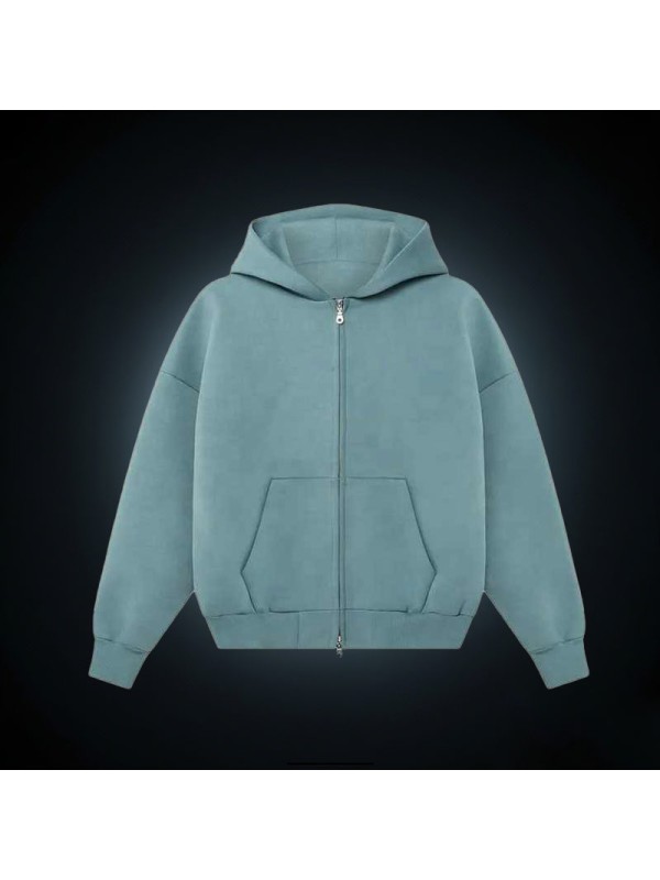 Hoodie Heavyweight Oversized Fleece Double Layer Drop Shoulder Full Zip up Hoodie
