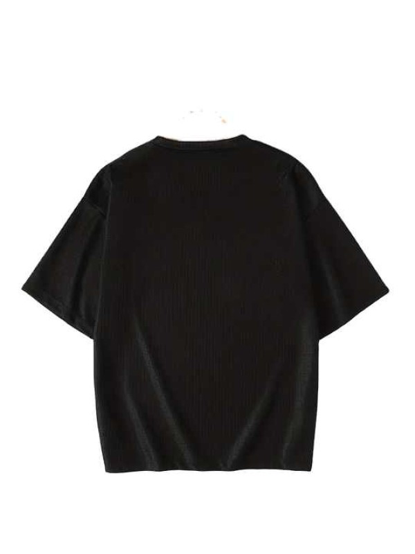 Men's Casual T-Shirt With 3D Printed  Cat Graphic V-Neck Crocheted Short Sleeves Knitted