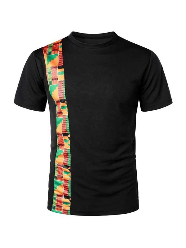 Men's Sublimated Striped Panel Sports Gym Running T Shirt