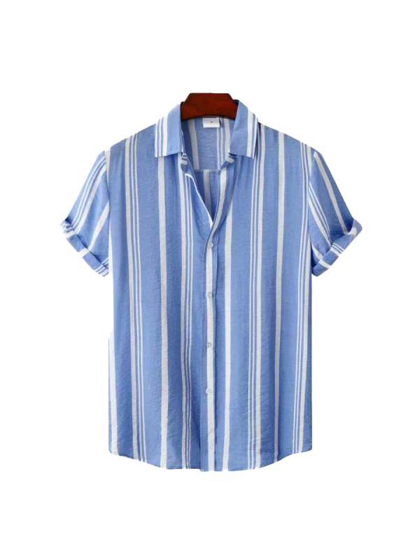 Summer Color Matching Lapel Outdoor Casual Stripe Oversized