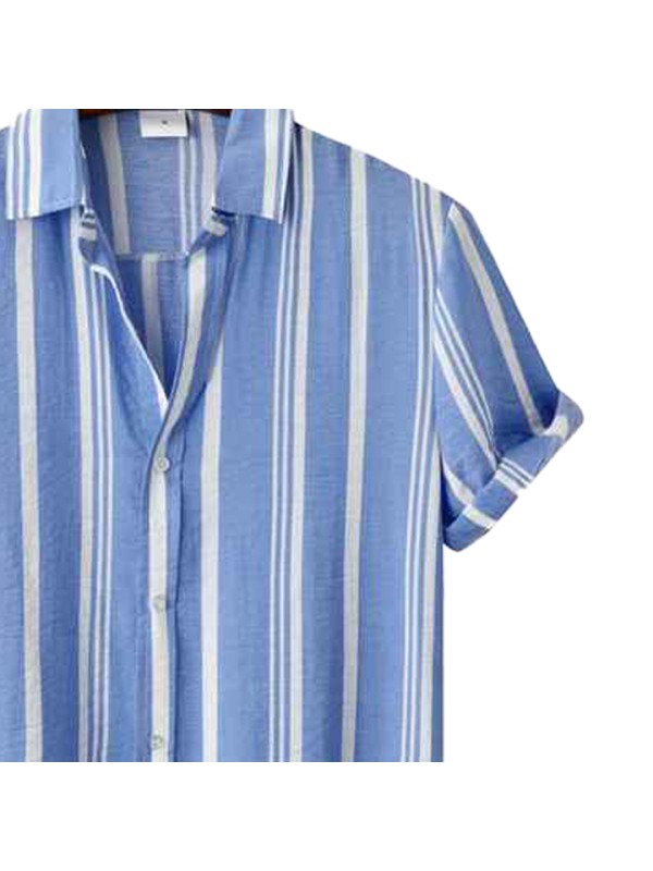 Summer Color Matching Lapel Outdoor Casual Stripe Oversized