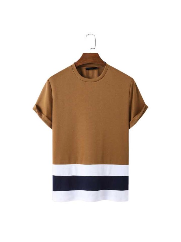 Quick Dry Short Length Sleeve T-shirt Men Cotton Causal Plain Slim Fitted T Shirts