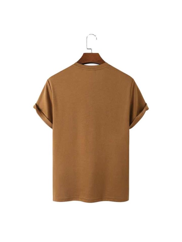 Quick Dry Short Length Sleeve T-shirt Men Cotton Causal Plain Slim Fitted T Shirts