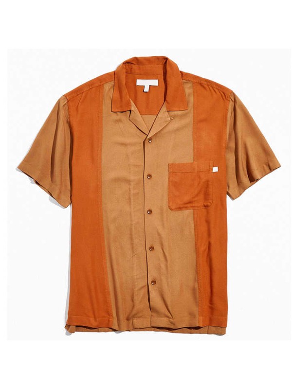 Men Patchwork Shirts Button up 100%Cotton Men Bowling Shirts