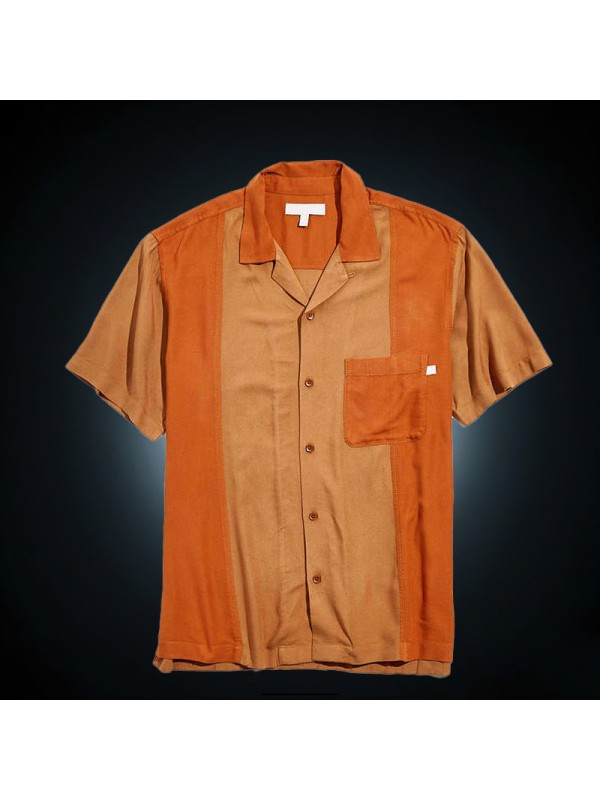Men Patchwork Shirts Button up 100%Cotton Men Bowling Shirts