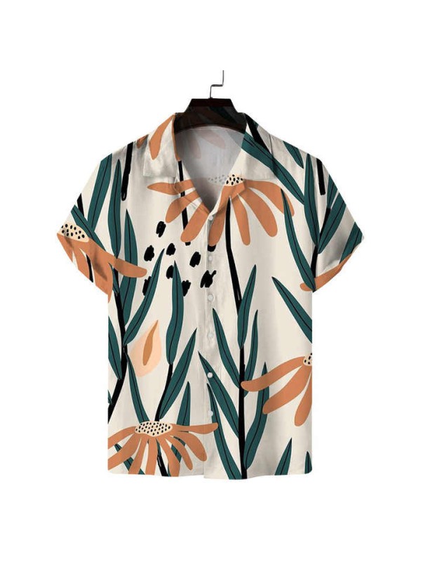 3d Abstract Printed  Colorful Floral Pattern Men's Hawaiian Loose Oversized  Shirts