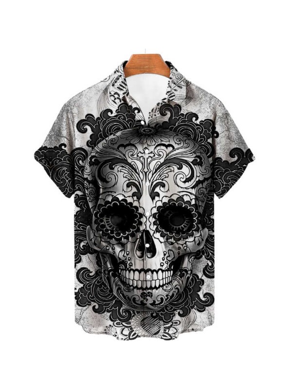 Hawaiian Men's Luxury Clothing Shirt 3d Skull Print Vintage Clothes