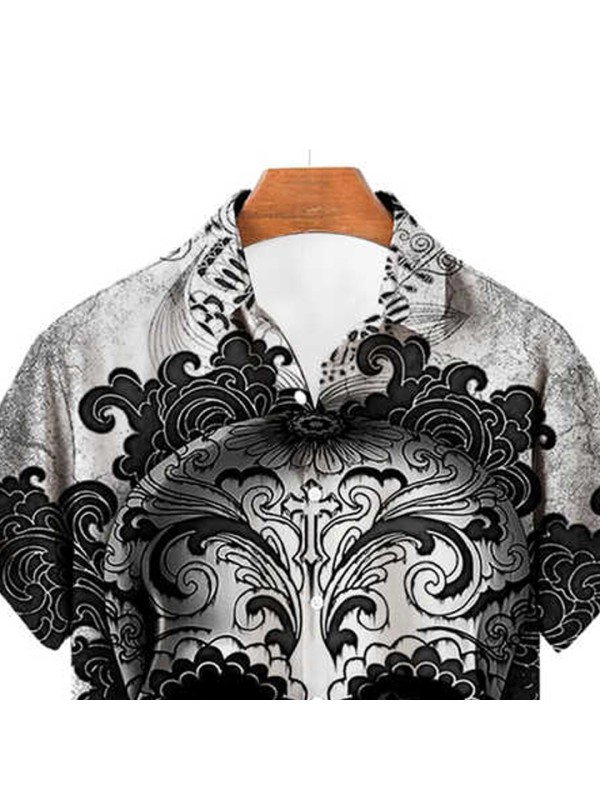 Hawaiian Men's Luxury Clothing Shirt 3d Skull Print Vintage Clothes