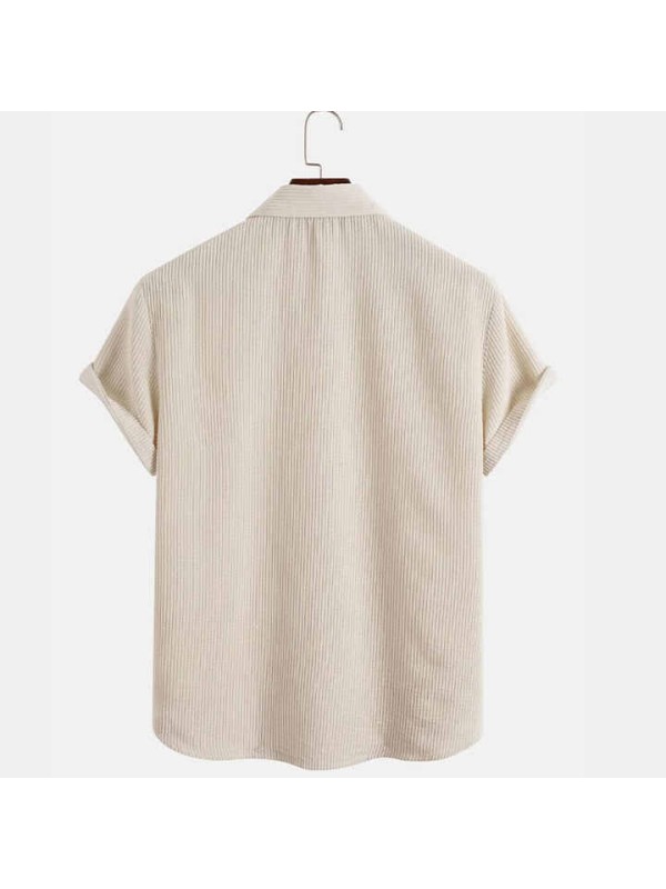 New Arrival Mens Shirts Corduroy Flap Pocket Button Front Mens Shirts Casual