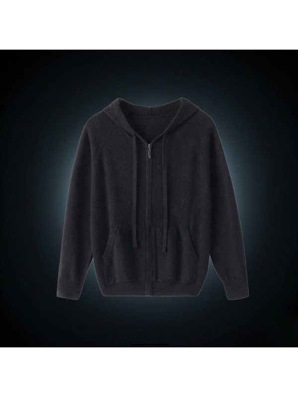 Men Long Sleeve Zipper Sweater With Hoodies Soft Cashmere Knitted Cardigan Man Hoodies Sweaters