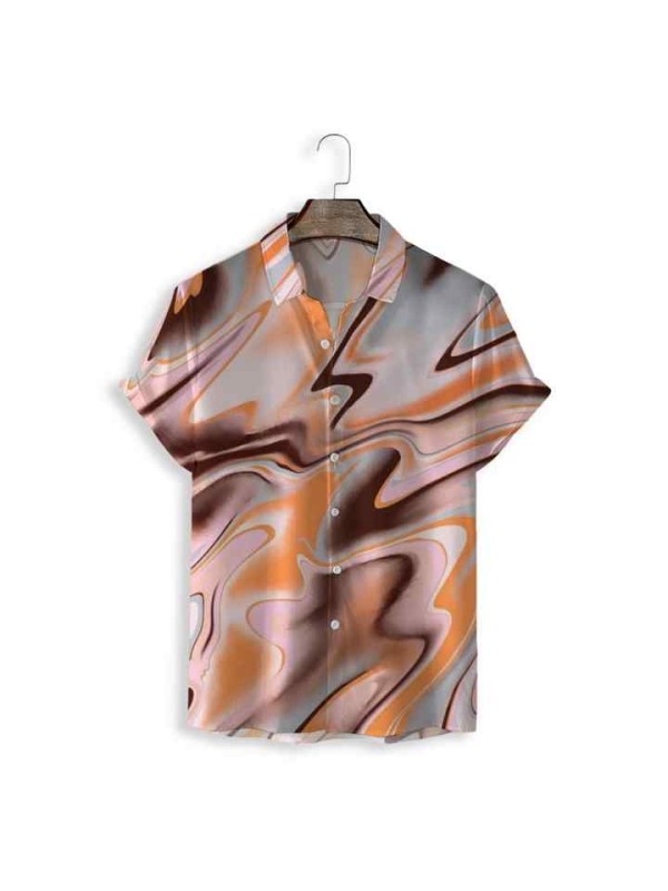 New Summer Full Print Men's Casual Shirt Short Sleeve Quick Dry for Men