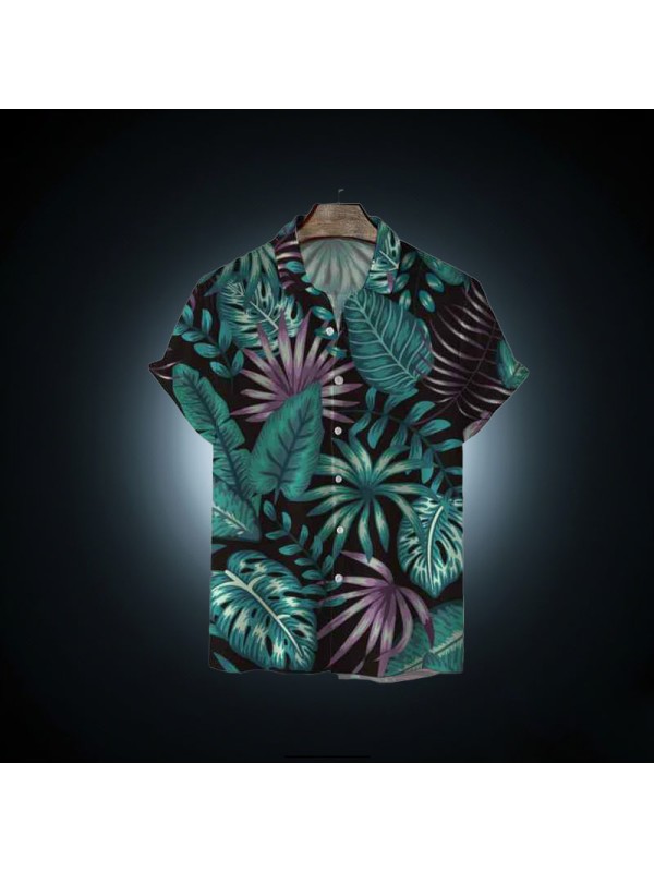 Summer Beach Vacation Exclusive Custom Mens Short Sleeve Button up Print Shirt