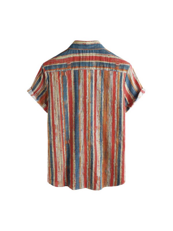 3D Printed Hawaiian Beach Shirt Shorts for Men Leisure Casual Striped